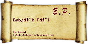 Babják Pál névjegykártya